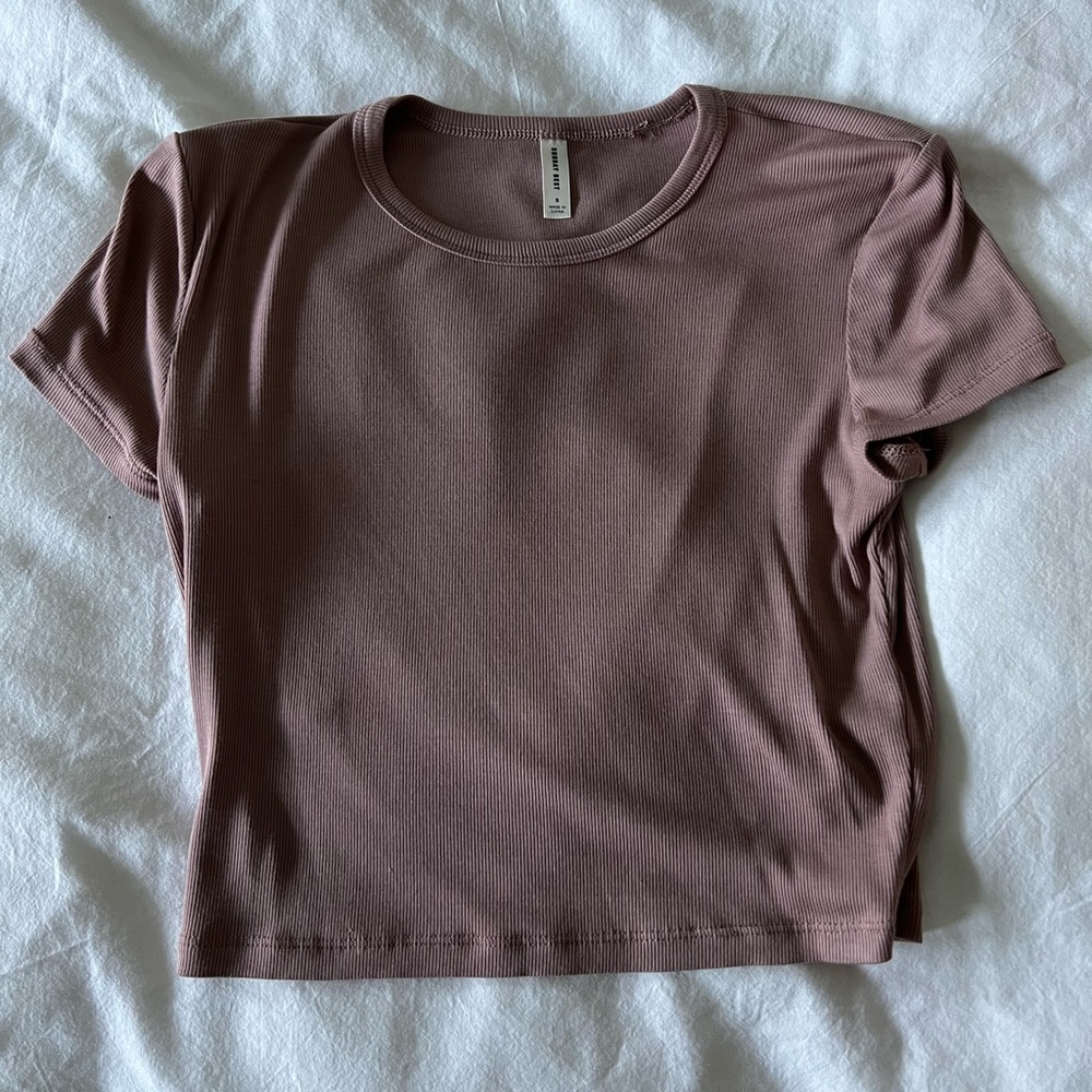 Aritzia soft ribbed crop t shirt
